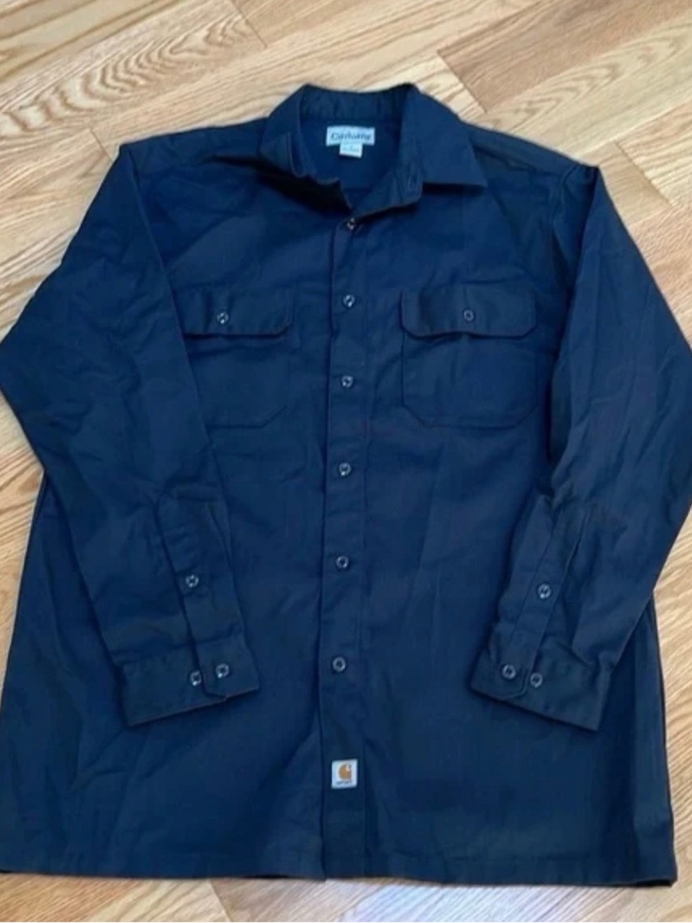 Carhartt Navy Relaxed Fit Shirt Jacket with Gold Logo 2XL - Picture 2 of 8